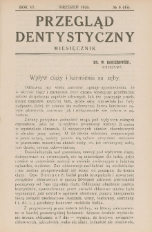 Przegląd Dentystyczny 1926, R. VI, nr 9 (45)