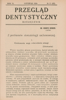 Przegląd Dentystyczny R. VI (1926) nr 11 (47)