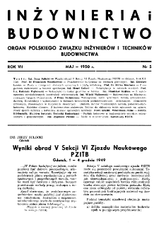 Inżynieria i Budownictwo : organ Związku Polskich Inżynierów Budowlanych R. VII nr. 5 (1950)
