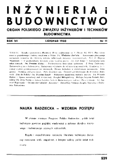 Inżynieria i Budownictwo : organ Związku Polskich Inżynierów Budowlanych R. VII nr. 11 (1950)