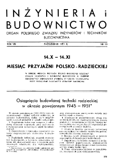 Inżynieria i Budownictwo : organ Związku Polskich Inżynierów Budowlanych R. VIII nr. 10 (1951)