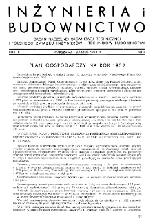 Inżynieria i Budownictwo : organ Związku Polskich Inżynierów Budowlanych R. IX nr. 3 (1952)
