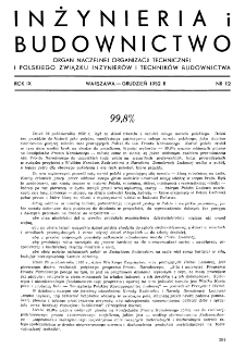 Inżynieria i Budownictwo : organ Związku Polskich Inżynierów Budowlanych R. IX nr. 12 (1952)