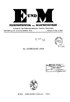 Elektrotechnik und Maschinenbau - Spis Treści Jg. 65 (1948)