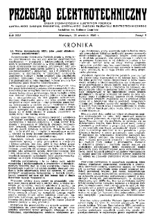Przegląd Elektrotechniczny : organ Stowarzyszenia Elektrotechników Polskich R. XXV z. 9 (1949)