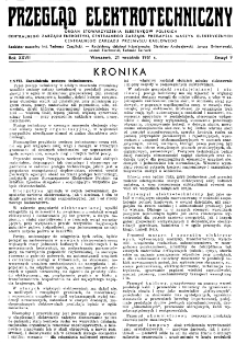 Przegląd Elektrotechniczny : organ Stowarzyszenia Elektrotechników Polskich R. XXVII z. 9 (1951)