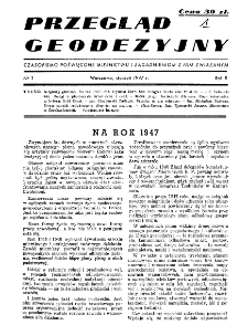 Przegląd Geodezyjny : czasopismo poświęcone miernictwu i zagadnieniom z nim związanym R. III nr. 1 (1947)