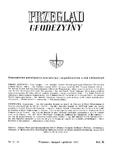 Przegląd Geodezyjny : czasopismo poświęcone miernictwu i zagadnieniom z nim związanym R. III nr. 11-12 (1947)