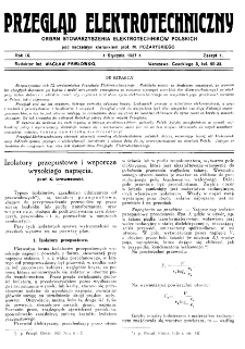 Przegląd Elektrotechniczny : organ Stowarzyszenia Elektrotechników Polskich R. IX z. 1 (1927)