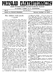Przegląd Elektrotechniczny : organ Stowarzyszenia Elektrotechników Polskich R. IX z. 14 (1927)