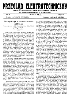 Przegląd Elektrotechniczny : organ Stowarzyszenia Elektrotechników Polskich R. IX z. 16 (1927)