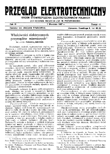Przegląd Elektrotechniczny : organ Stowarzyszenia Elektrotechników Polskich R. IX z. 17 (1927)