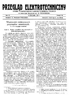 Przegląd Elektrotechniczny : organ Stowarzyszenia Elektrotechników Polskich R. IX z. 18 (1927)