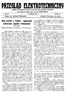 Przegląd Elektrotechniczny : organ Stowarzyszenia Elektrotechników Polskich R. IX z. 21 (1927)