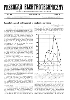 Przegląd Elektrotechniczny : organ Stowarzyszenia Elektrotechników Polskich R. XX z. 15 (1938)