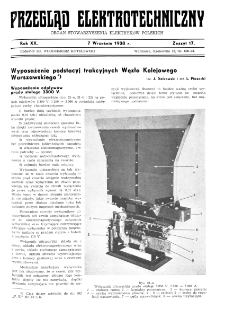 Przegląd Elektrotechniczny : organ Stowarzyszenia Elektrotechników Polskich R. XX z. 17 (1938)