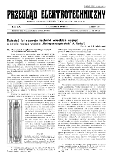 Przegląd Elektrotechniczny : organ Stowarzyszenia Elektrotechników Polskich R. XX z. 21 (1938)