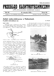 Przegląd Elektrotechniczny : organ Stowarzyszenia Elektrotechników Polskich R. XX z. 22 (1938)
