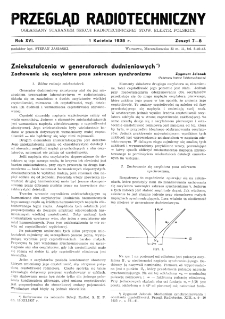 Przegląd Radiotechniczny: ogłaszany staraniem Sekcji Radiotechnicznej Stow. Elektr. Polskich R. XVI z. 7-8 (1938)