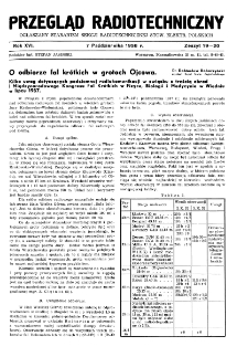 Przegląd Radiotechniczny: ogłaszany staraniem Sekcji Radiotechnicznej Stow. Elektr. Polskich R. XVI z. 19-20 (1938)