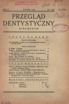 Przegląd Dentystyczny R. X (1930) nr 1 (85)