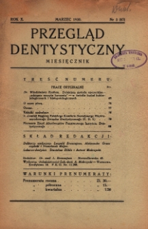 Przegląd Dentystyczny R. X (1930) nr 3 (87)