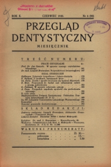 Przegląd Dentystyczny R. X (1930) nr 6 (90)