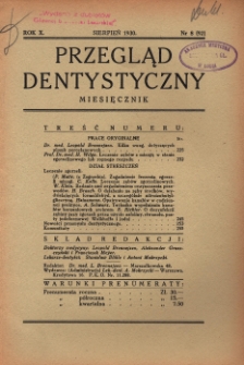 Przegląd Dentystyczny R. X (1930) nr 8 (92)