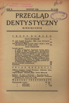 Przegląd Dentystyczny R. X (1930) nr 8 (92)