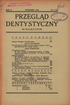 Przegląd Dentystyczny R. X (1930) nr 9 (93)