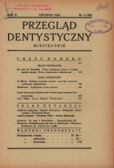 Przegląd Dentystyczny R. X (1930) nr 11 (95)