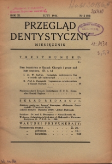 Przegląd Dentystyczny R. XI (1931) nr 2 (98)