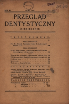 Przegląd Dentystyczny 1931, R. XI, nr 7 (103)