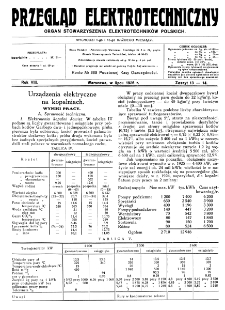 Przegląd Elektrotechniczny : organ Stowarzyszenia Elektrotechników Polskich R. VIII z. 13-14 (1926)
