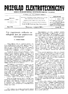 Przegląd Elektrotechniczny : organ Stowarzyszenia Elektrotechników Polskich R. VIII z. 15 (1926)