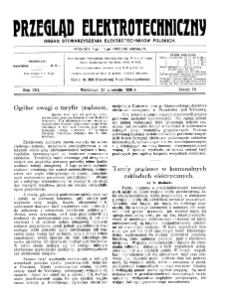 Przegląd Elektrotechniczny : organ Stowarzyszenia Elektrotechników Polskich R. VIII z. 18 (1926)