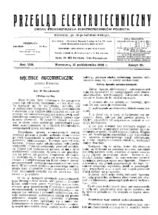 Przegląd Elektrotechniczny : organ Stowarzyszenia Elektrotechników Polskich R. VIII z. 20 (1926)