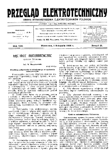 Przegląd Elektrotechniczny : organ Stowarzyszenia Elektrotechników Polskich R. VIII z. 21 (1926)