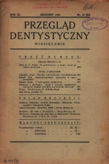 Przegląd Dentystyczny 1929, R. IX, nr 12 (84)