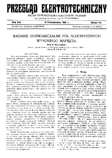 Przegląd Elektrotechniczny : organ Stowarzyszenia Elektrotechników Polskich R. XIV z. 20 (1932)
