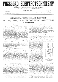 Przegląd Elektrotechniczny : organ Stowarzyszenia Elektrotechników Polskich R. XIV z. 24 (1932)