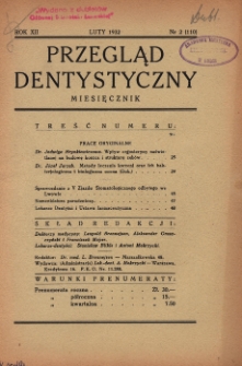 Przegląd Dentystyczny 1932, R. XII, nr 2 (110)