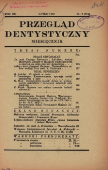 Przegląd Dentystyczny 1932, R. XII, nr 7 (115)