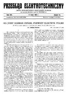 Przegląd Elektrotechniczny : organ Stowarzyszenia Elektrotechników Polskich R. XVI z. 14 (1934)