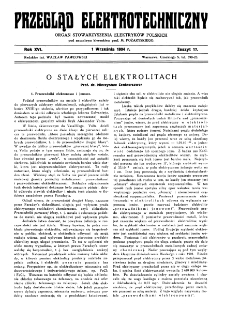 Przegląd Elektrotechniczny : organ Stowarzyszenia Elektrotechników Polskich R. XVI z. 17 (1934)