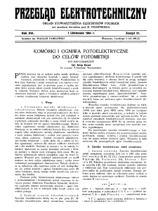 Przegląd Elektrotechniczny : organ Stowarzyszenia Elektrotechników Polskich R. XVI z. 21 (1934)
