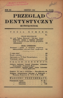 Przegląd Dentystyczny 1932, R. XII, nr 8 (116)