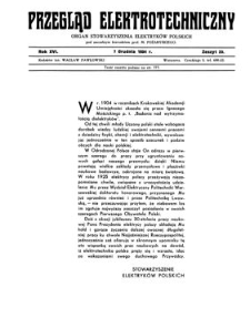 Przegląd Elektrotechniczny : organ Stowarzyszenia Elektrotechników Polskich R. XVI z. 23 (1934)