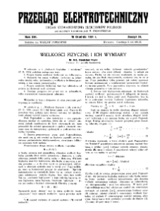 Przegląd Elektrotechniczny : organ Stowarzyszenia Elektrotechników Polskich R. XVI z. 24 (1934)