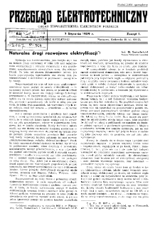 Przegląd Elektrotechniczny : organ Stowarzyszenia Elektrotechników Polskich R. XXI z. 1 (1939)